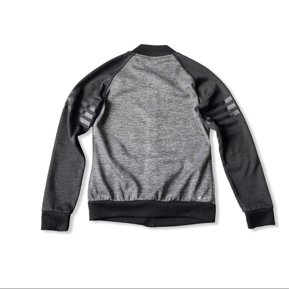 Adidas Climawarm Zip Up Track Jacket Fleece Lined Gray Zip Up Sweatshirt S - Picture 5 of 10